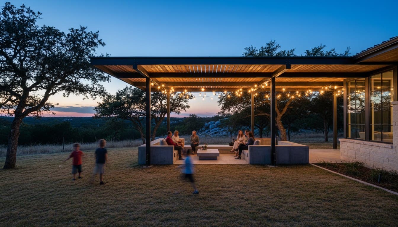 Evening gathering under the pergola