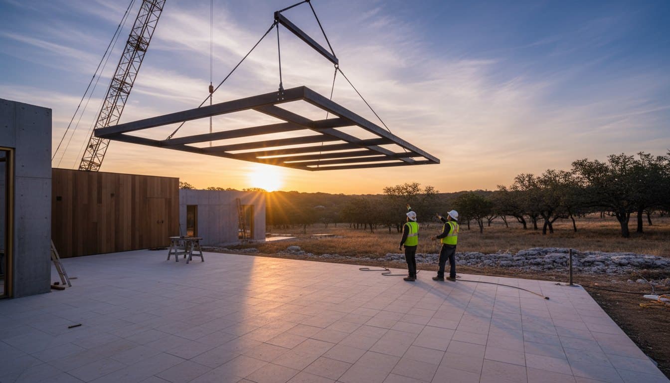 Pergola frame set at sunrise